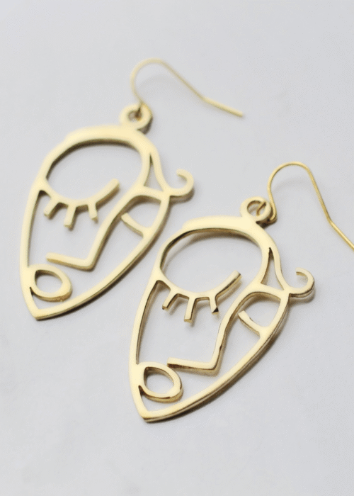 Twins Silhouette Hollow Out Face Dangle Hook Earrings