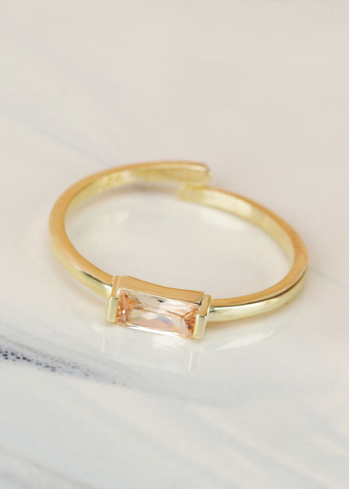 Stackable Ring with Gemstone in Genuine Sterling Silver